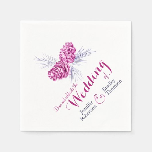 Paarse moerasappelbomen winterbruiloft servet (Voorkant)