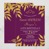 Paarse moerbeigouden herfst laat zoete zestien ach kaart (Voorkant / Achterkant)