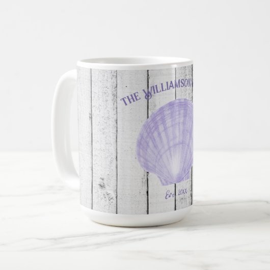 Paarse  Mok van de Schelpschelp van het Schelpje (Voorkant links)