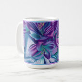Paarse mok van het florale patroon (Voorkant links)