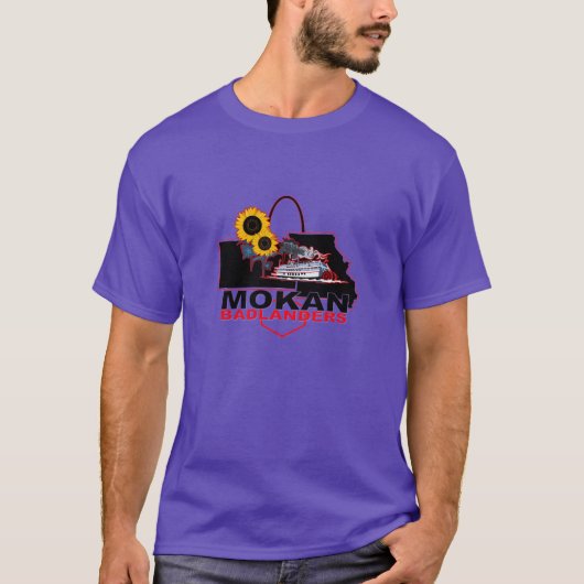 Paarse MOKAN Badlanders Heren Tri-Blend T-shirt (Voorkant)
