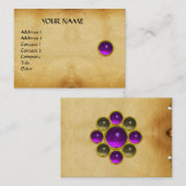 PAARSE MON ,GRAY AGATA, perkament, violet, platina Visitekaartje (Voorkant / Achterkant)