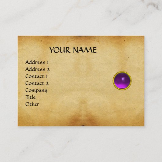 PAARSE MON ,GRAY AGATA, perkament, violet, platina Visitekaartje (Voorkant)