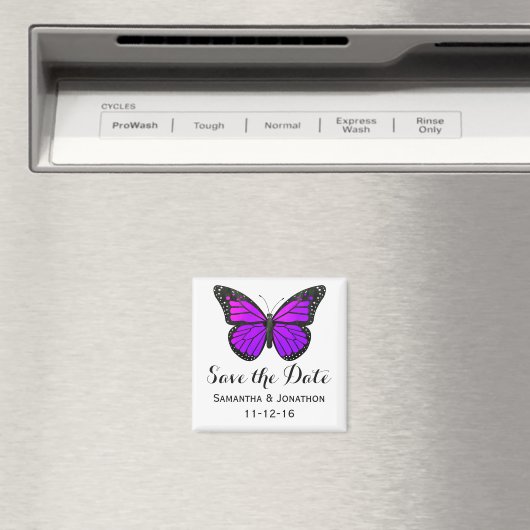 Paarse Monarch Vlinder Bruiloft Save the Date Magneet (Insitu (Vaatwasser))
