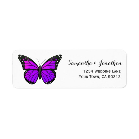 Paarse monboogvlinder etiket (Voorkant)