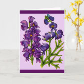 paarse monnikshoods bloemenprint kaart (Gele Bloem)