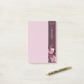 Paarse monochromatische bloemen bloemennotities post-it® notes (Op bureau)