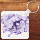 Paarse monochrome gepersonaliseerde Bridesmaïde Sl Sleutelhanger (Achterkant)