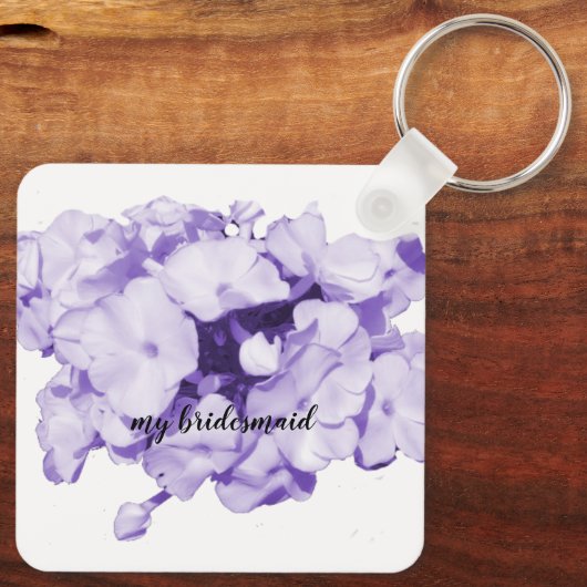 Paarse monochrome gepersonaliseerde Bridesmaïde Sl Sleutelhanger (Achterkant)