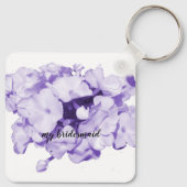 Paarse monochrome gepersonaliseerde Bridesmaïde Sl Sleutelhanger (Achterkant)