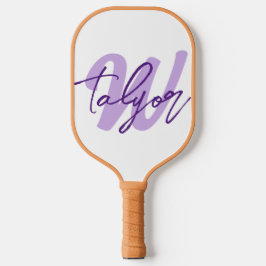 Paarse monogram aangepaste naam en initiaal pickleball paddle