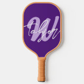 Paarse monogram aangepaste naam en initiaal pickleball paddle (Achterkant)
