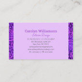 Paarse monogram bladpatroon botanische moderne vet visitekaartje (Achterkant)