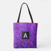 Paarse monogram bladpatroon vet moderne gewoonte tote bag (Achterkant)