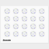 Paarse Monogram Bloemige Waterverf Elegant Ronde Sticker (Vel)