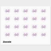 Paarse Monogram Bruiloft Stickers Hart Vorm (Vel)