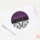 Paarse Monogram Damask voor Bruiloften Stickers (Envelop)