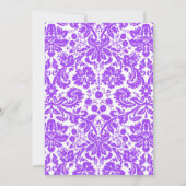 Paarse Monogram Damask Wedding Invitations Kaart (Achterkant)