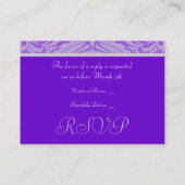 Paarse Monogram Damask Wedding RSVP-kaart Informatiekaartje (Achterkant)