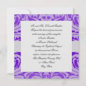 Paarse Monogram Damask Wedding Uitnodiging (Achterkant)