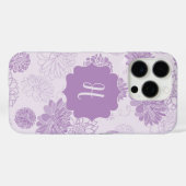 Paarse Monogram Elegante Bloemen Case-Mate iPhone Case (Achterkant (horizontaal))