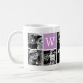 Paarse Monogram en 5-Foto Collage Koffiemok (Links)