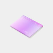 Paarse monogram geborsteld metaal post-it® notes (Schuin)