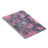 Paarse monogram gepersonaliseerde abstracte geomet notitieboek (Rechterzijde)