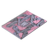 Paarse monogram gepersonaliseerde abstracte geomet notitieboek (Linkerzijde)