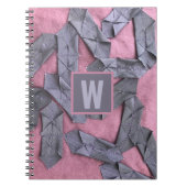 Paarse monogram gepersonaliseerde abstracte geomet notitieboek (Voorkant)