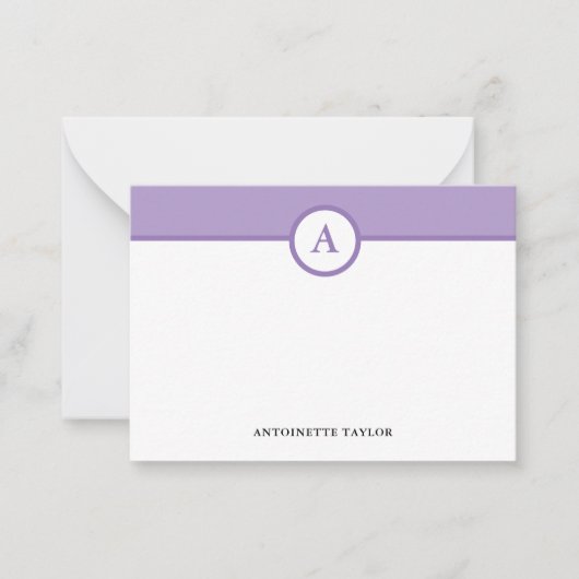 Paarse monogram gepersonaliseerde notitiekaarten notitiekaartje (Voorkant)
