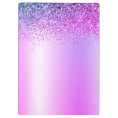 Paarse Monogram Glitter Glans Meisjesachtig Schrif Klembord (Achterkant)