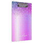 Paarse Monogram Glitter Sparkle Meisjesachtig Schr Klembord (Rechts)