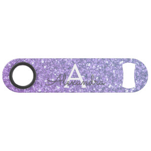 Paarse monogram Glitter & Sparkle Speed Flessenopener