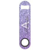 Paarse monogram Glitter & Sparkle Speed Flessenopener (Achterkant)