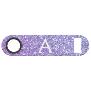 Paarse monogram Glitter & Sparkle Speed Flessenopener