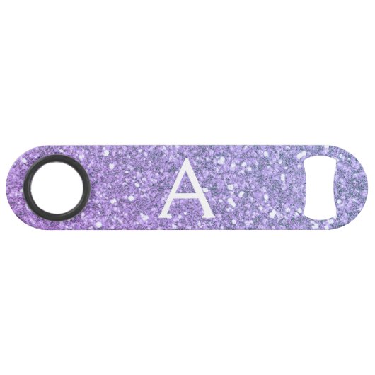 Paarse monogram Glitter & Sparkle Speed Flessenopener (Voorkant (Horizontaal))