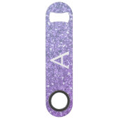 Paarse monogram Glitter & Sparkle Speed Flessenopener (Achterkant)