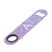Paarse monogram Glitter & Sparkle Speed Flessenopener (Achterkant Gekanteld)
