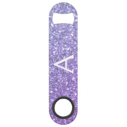 Paarse monogram Glitter & Sparkle Speed Flessenopener (Voorkant)