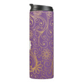 Paarse monogram goudzwijn thermosbeker (Geroteerd rechts)