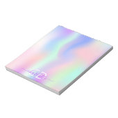 Paarse monogram holografisch roze notitieblok (Linkerzijde)