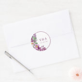 Paarse Monogram Huwelijkssticker Ronde Sticker (Envelop)