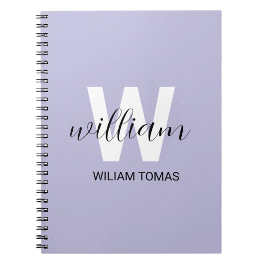 Paarse monogram initiaal esthetisch geschenkschrif notitieboek (Voorkant)