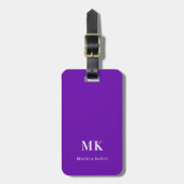 Paarse monogram initialen bagagelabel (Voorkant verticaal)