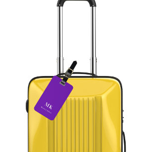 Paarse monogram initialen bagagelabel