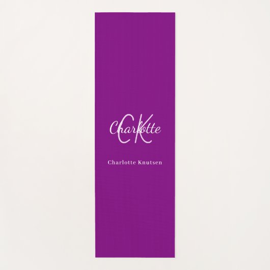 Paarse monogram initialen naam yogamat (Voorkant)