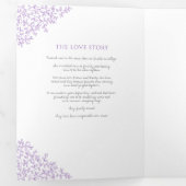 Paarse monogram kunstartikel toewijding bruiloft drieluik programma (Binnenzijde eerst)