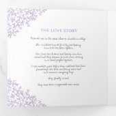 Paarse monogram kunstartikel toewijding bruiloft drieluik programma (Binnenzijde eerst)