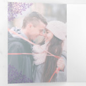 Paarse monogram kunstfoto bruiloft drieluik programma (Binnenzijde eerst)